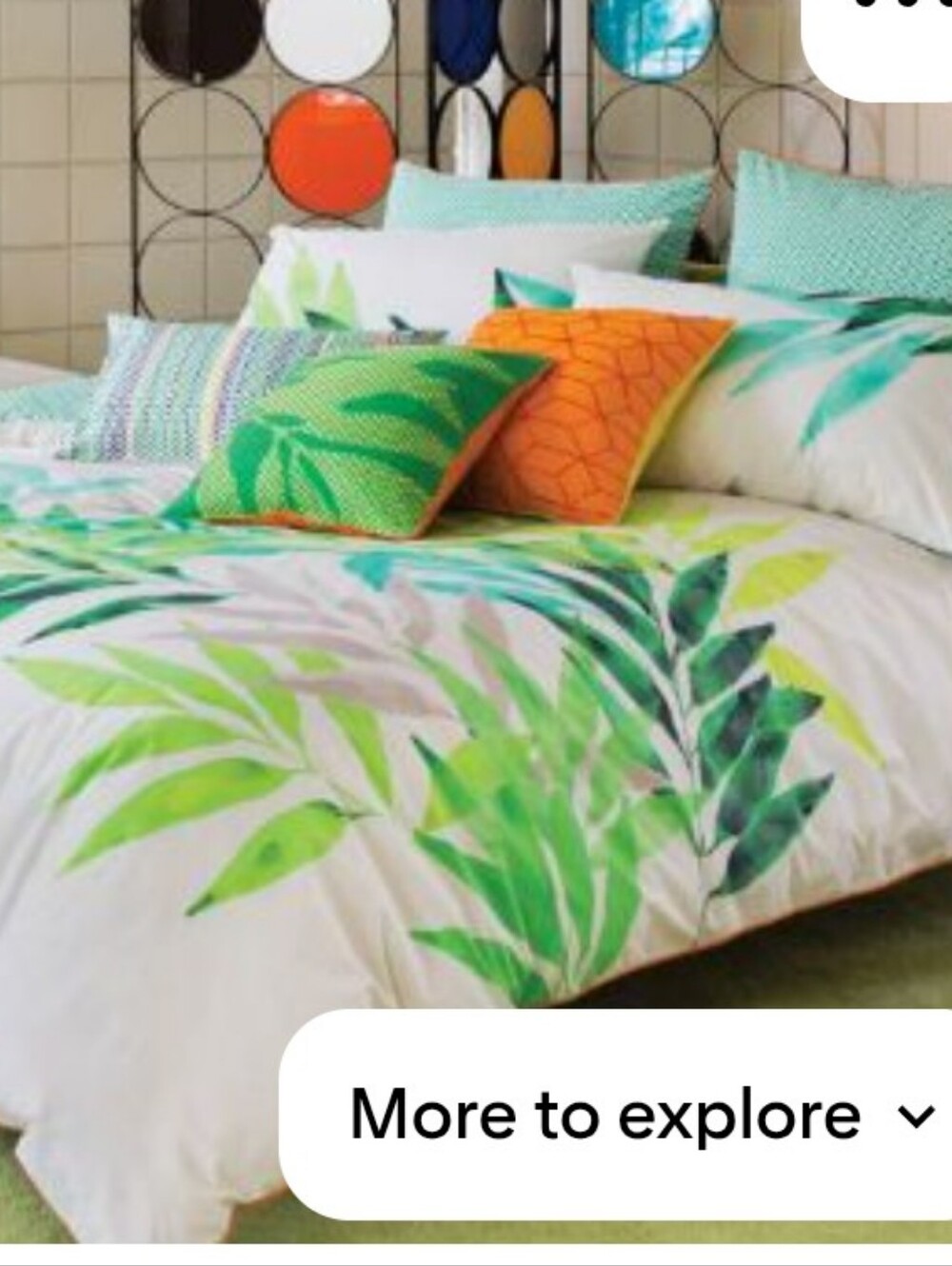 NWT Kas Australia Lima King Duvet Cover Tropical Palm Leaf Green